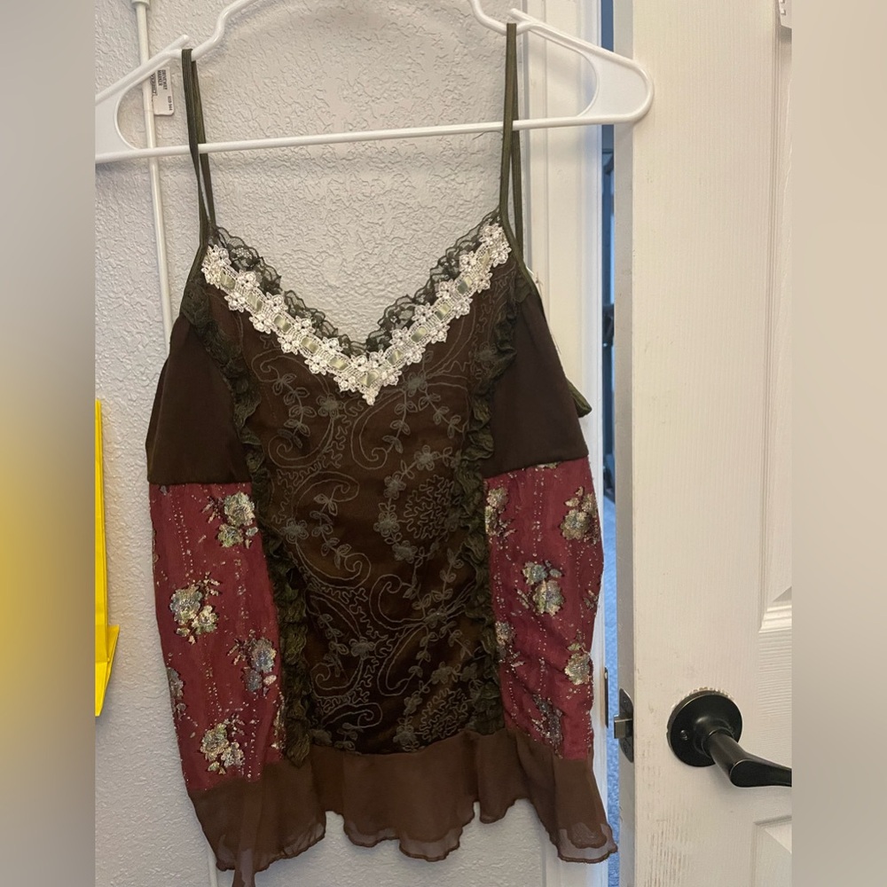 stunning brown patchwork top